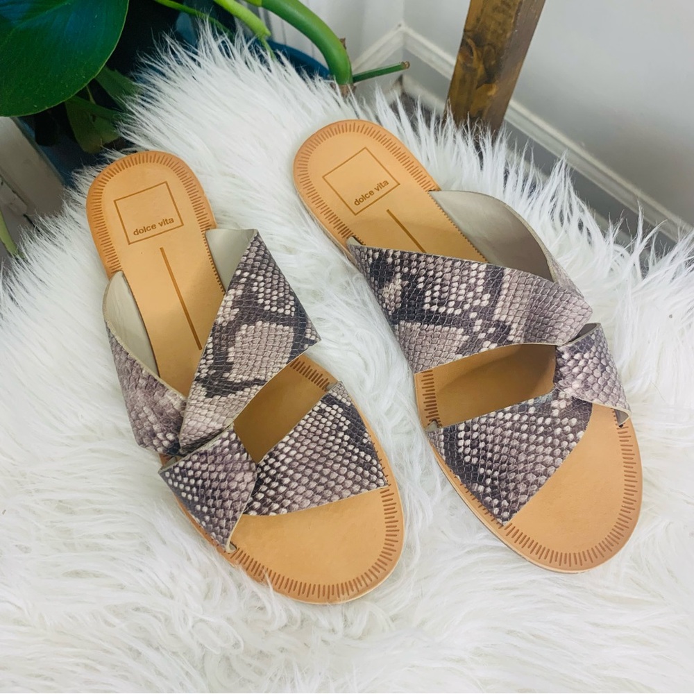 Dolce Vita Derby Snake Print Slide Sandals